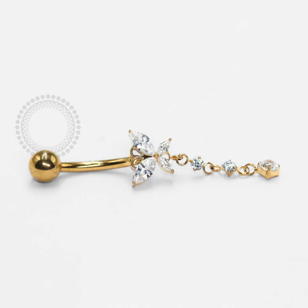 TN1224 Butterfly Navel With Titanium PVD Gold Pendant
