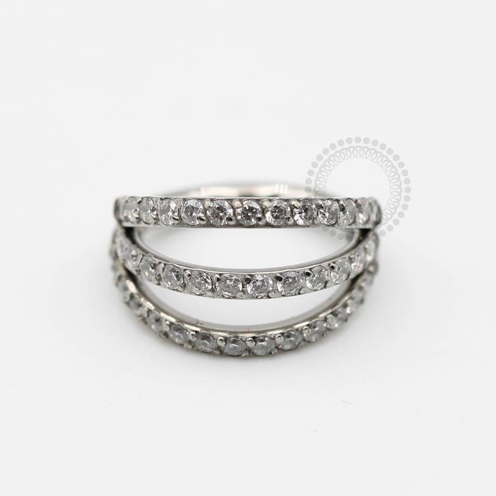 TN146 CZ Triple Line Titanium Stud Segment
