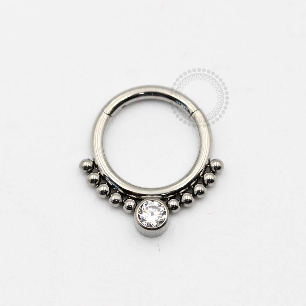 TN466 Stone CZ Segment And Spheres Titanium