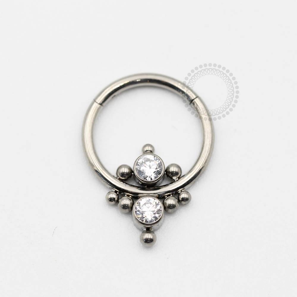 TN432 Segment Stones CZ With Spheres Titanium