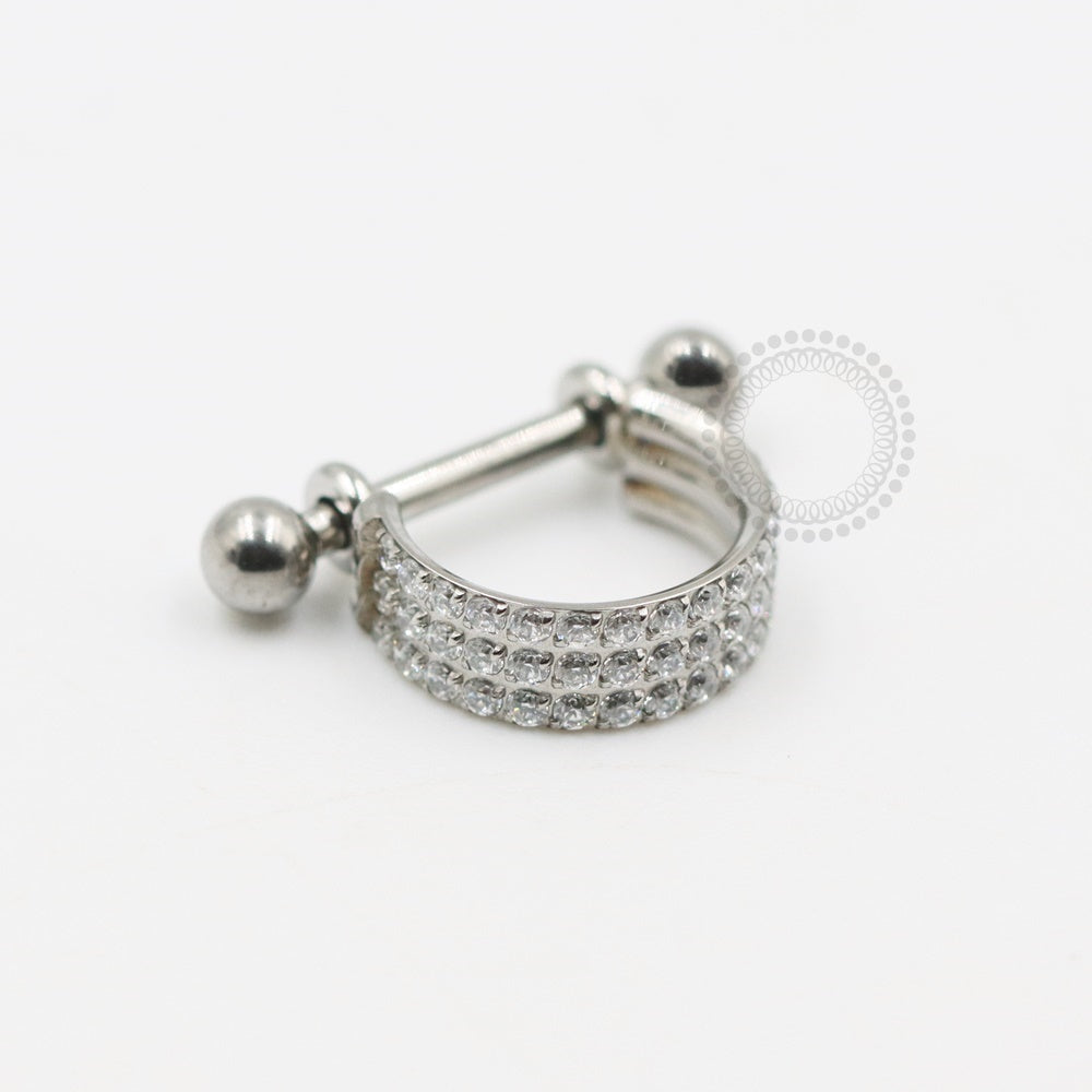 TN656 Straight Rod Piercing Triple Titanium Studded