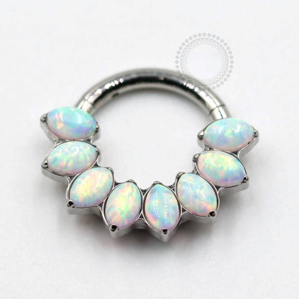 TN736 Seven Petals Segment White Opal Titanium