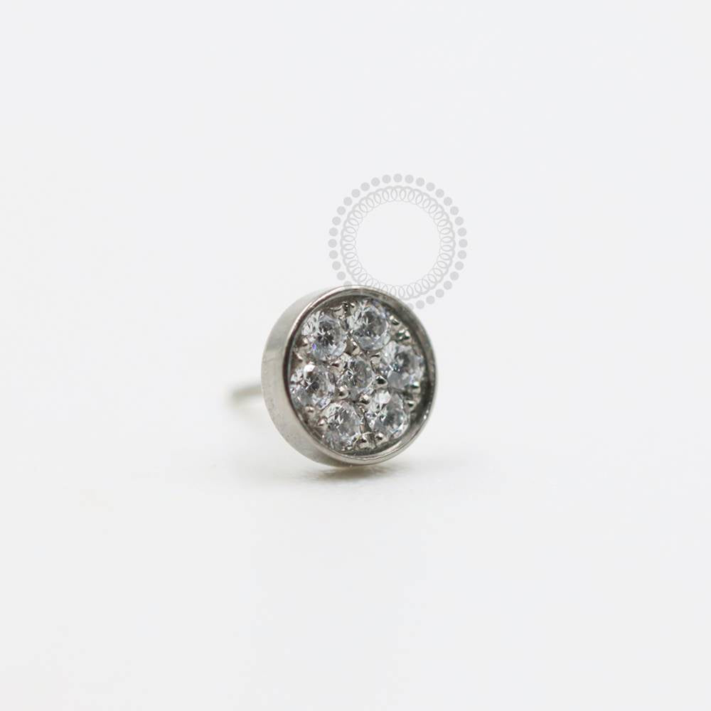 TN946 Titanium Zirconia Studded Circular Push Pin Top