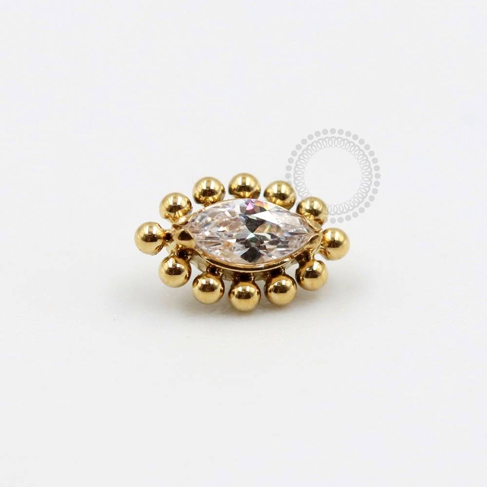 TN320 Crystal Shuttle Top With Titanium PVD Gold Spheres