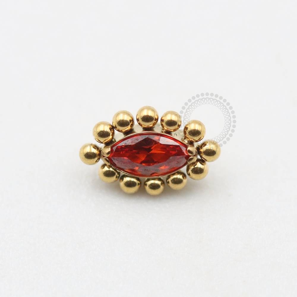TN320 Ruby Shuttle Top With Titanium PVD Gold Spheres