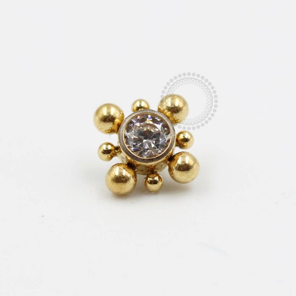 TN329 Zirconia Top With Titanium Balls PVD Gold