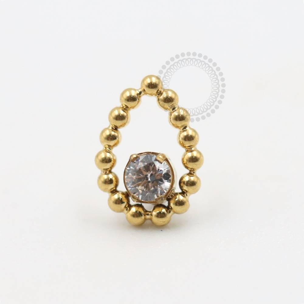 TN338 Drop Top Beads 1 CZ Titanium PVD Gold