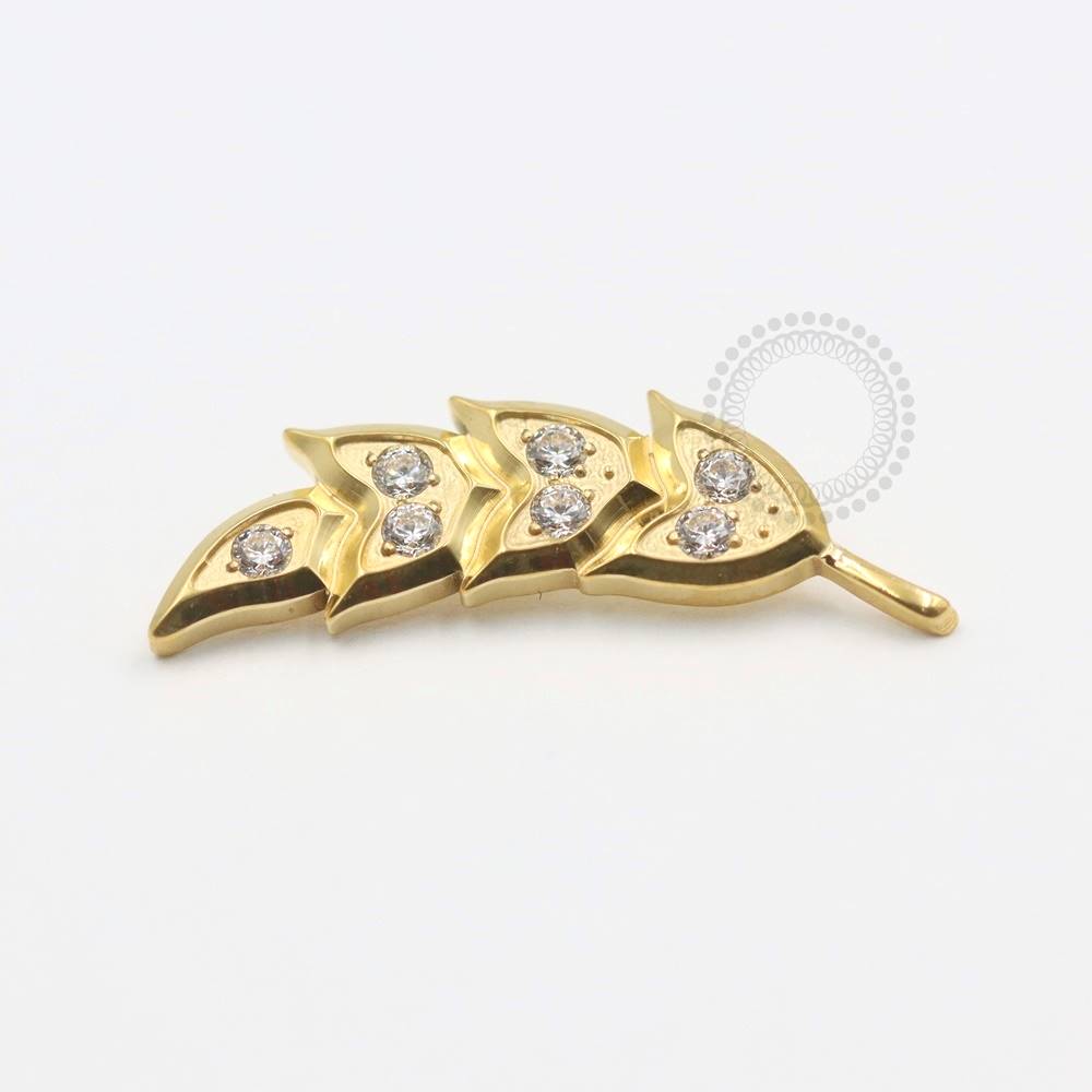 TN532 Top Leaf CZ Titanium Pvd Gold