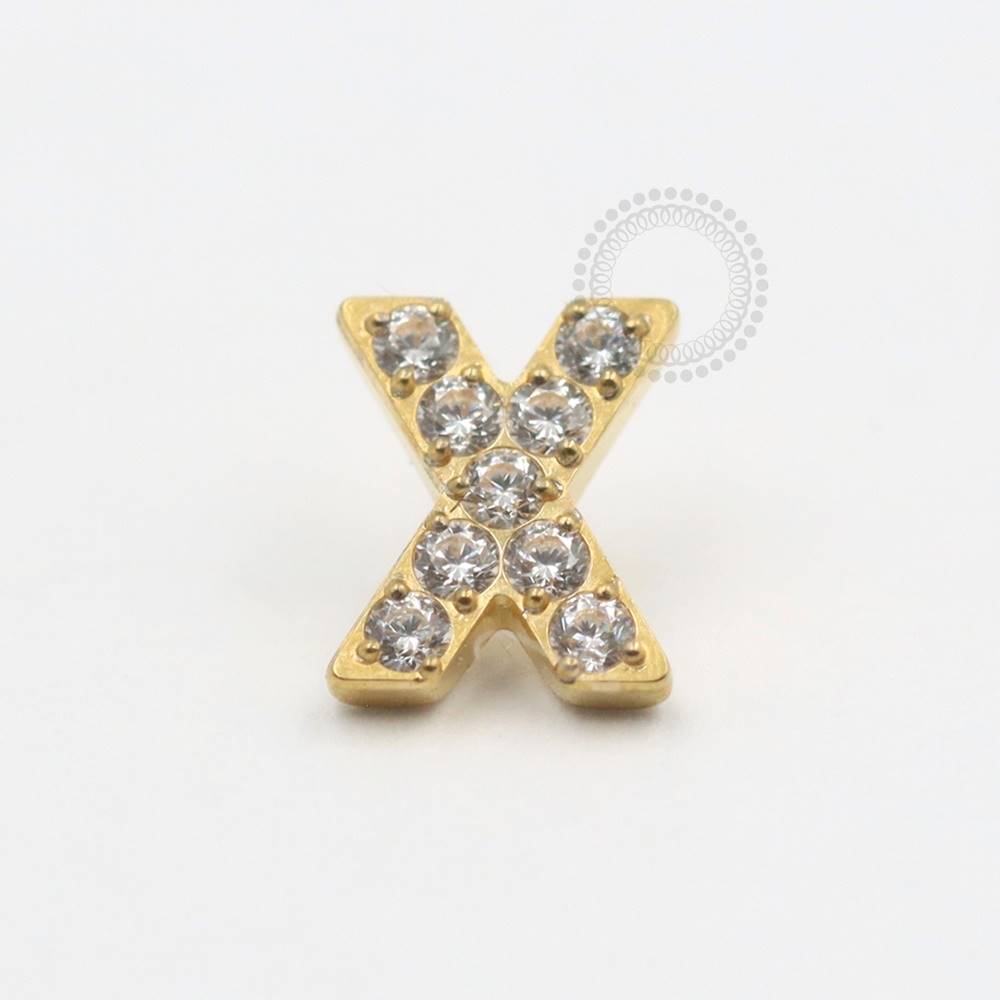 TN538 Top X Studded CZ Titanium Pvd Gold