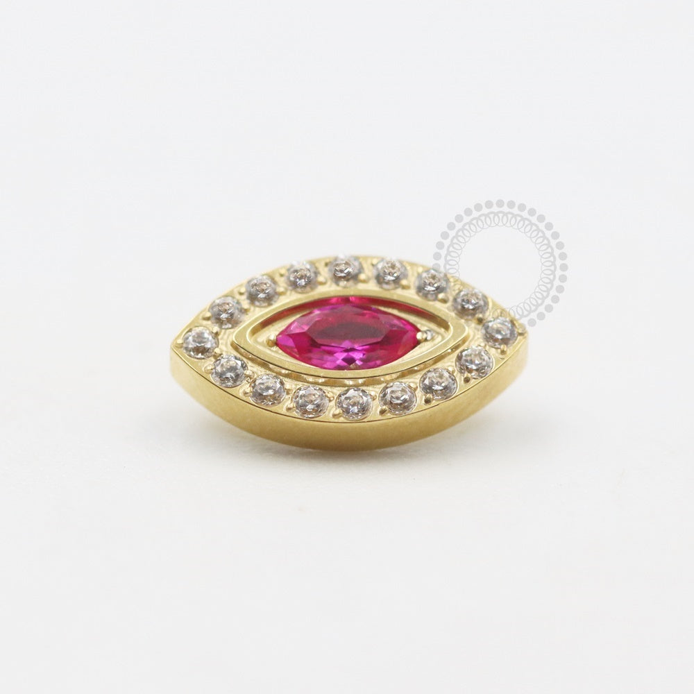 TN553 Top With Ruby Shuttle Studded Titanium Pvd Gold