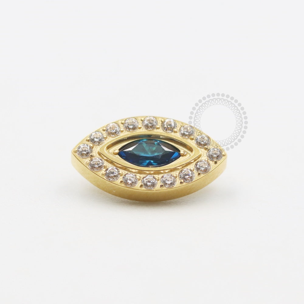 TN553 Top With Dark Blue Shuttle Studded Titanium Pvd Gold