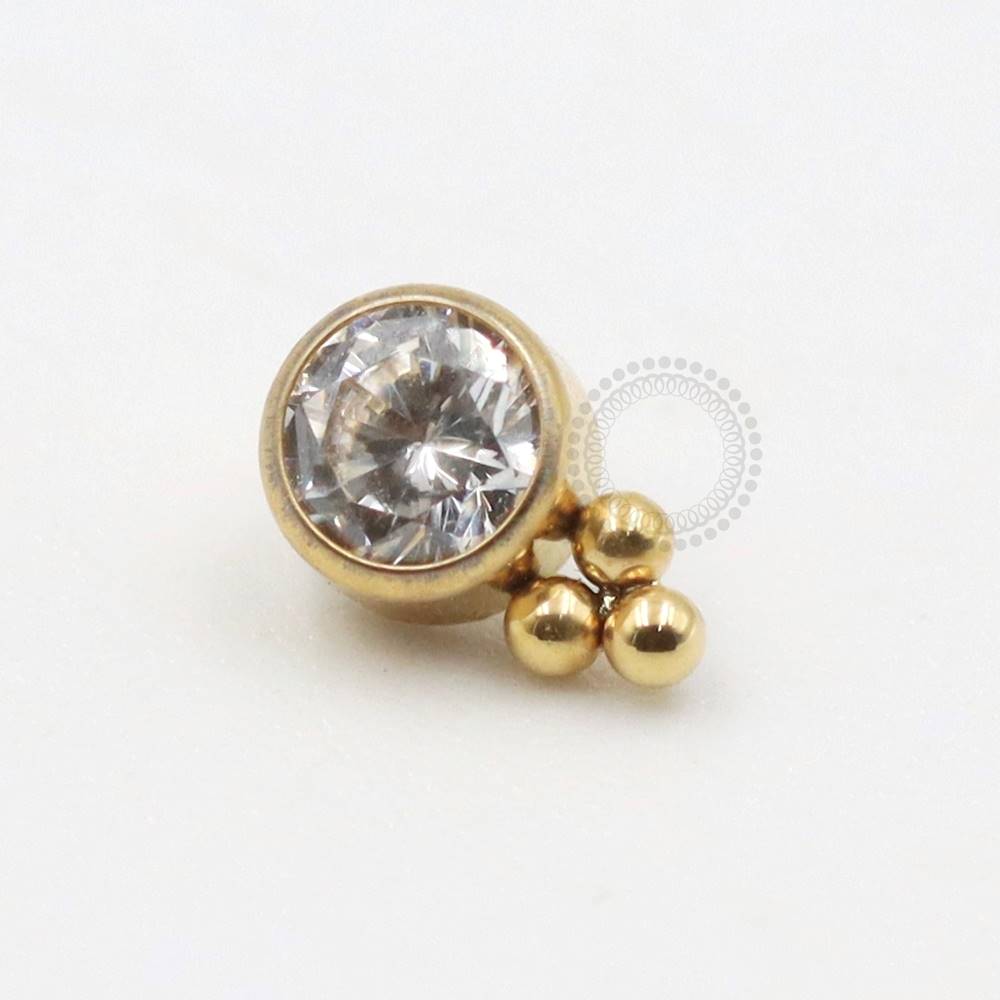 TN558 CZ Top With Balls Titanium Pvd Gold