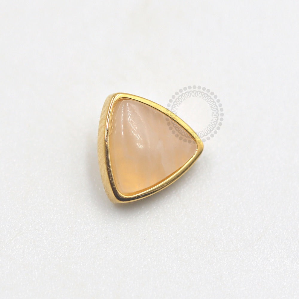 TN691 Triangular Top Stone Synthetic Pink Topaz Titanium Pvd Gold