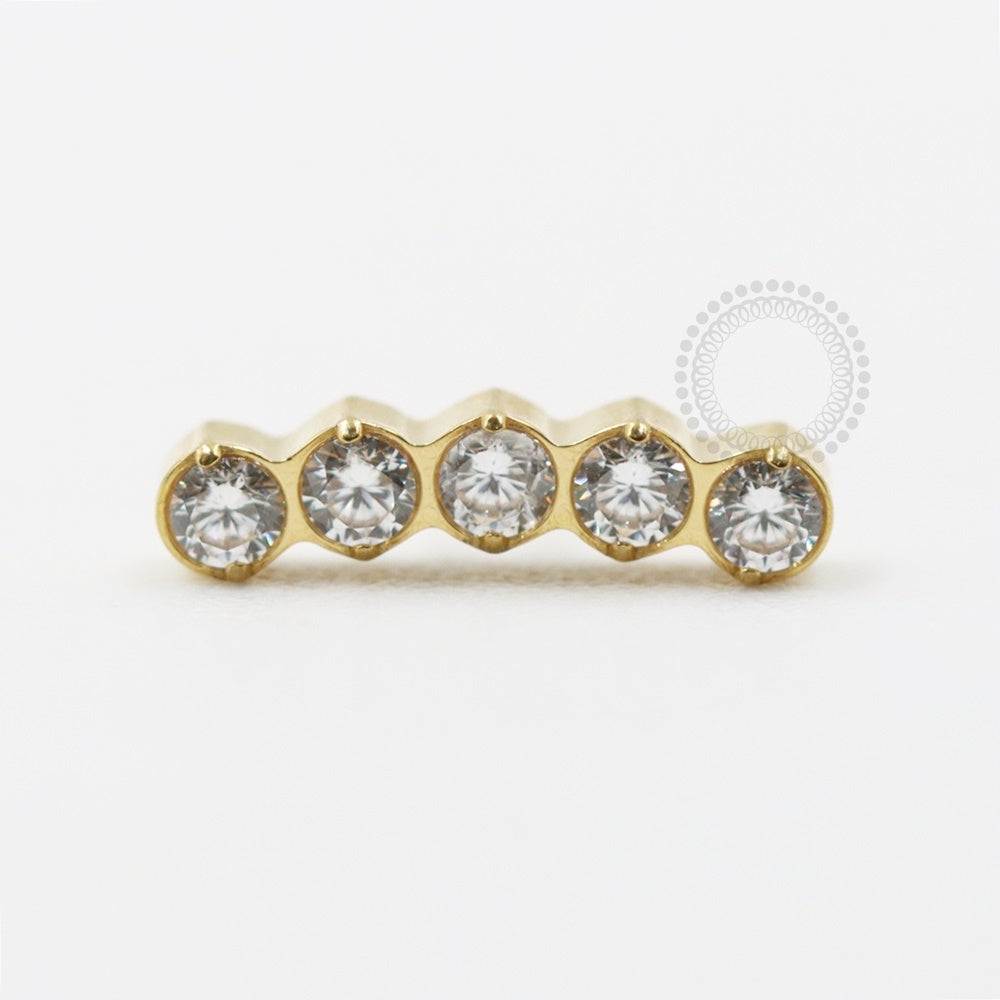 TN703 Cluster Top 5 Stones CZ Titanium Pvd Gold