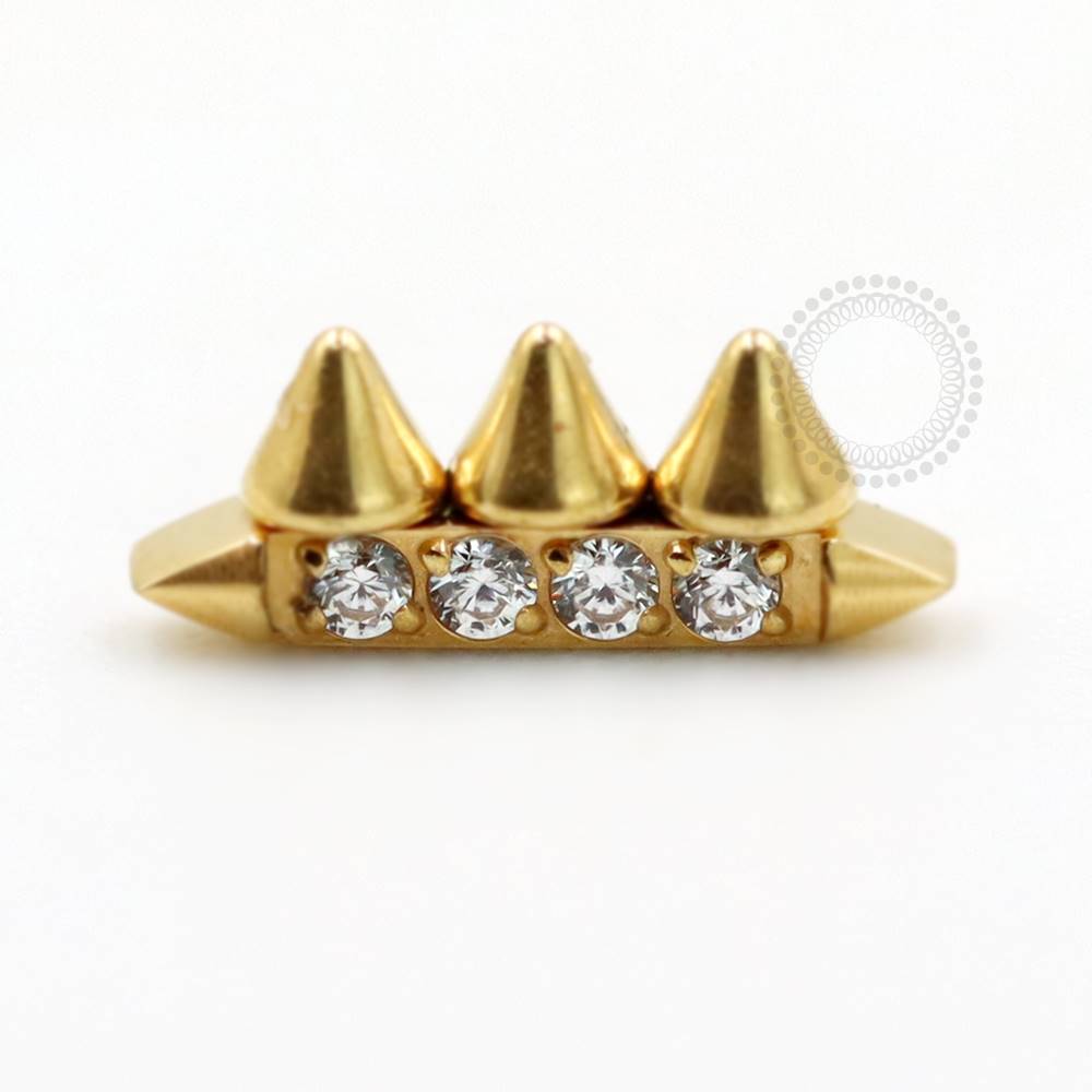 TN709 Five Point Cluster Top CZ Stone Titanium Pvd Gold