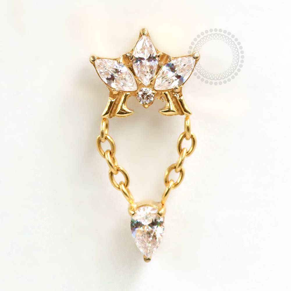TN715 Glamour Crystal Top with Titanium PVD Gold Chain