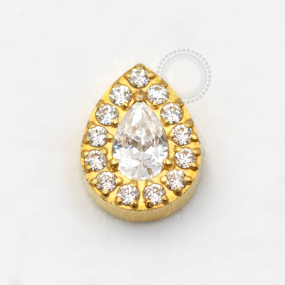 TN731 Crystal Drop Top Titanium Pvd Gold