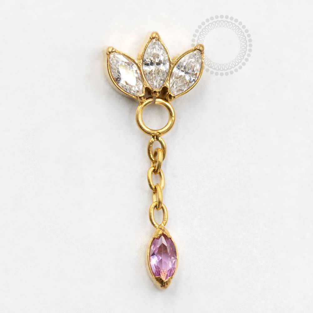 TN733 Three Petal Top with Zirconia Crystal/Rose Titanium PVD Gold Pendant