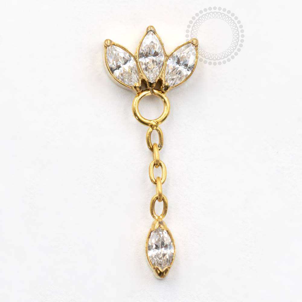 TN733 Three Petal Top with Zirconia Crystal Pendant Titanium PVD Gold