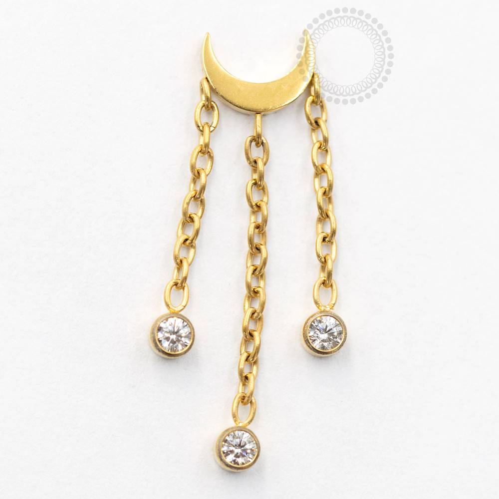 TN740 Top Moon Three Chains Titanium Pvd Gold