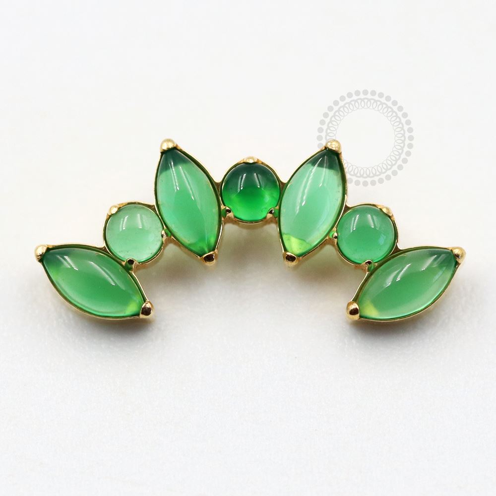 TN752 Synthetic Jade Cluster Top Titanium Pvd Gold