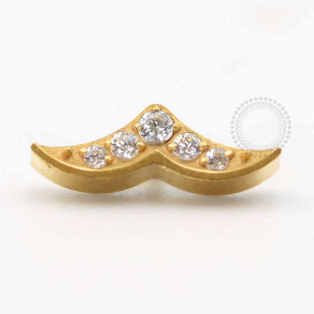 TN756 Mermaid Tail Topper With Zirconia Titanium PVD Gold