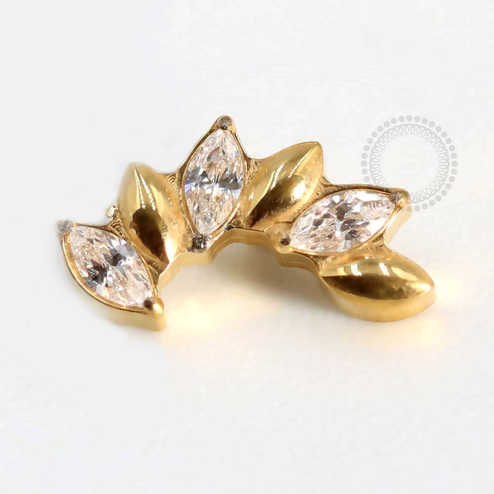 TN767 Cluster Top Zirconia Crystal Titanium Pvd Gold Top