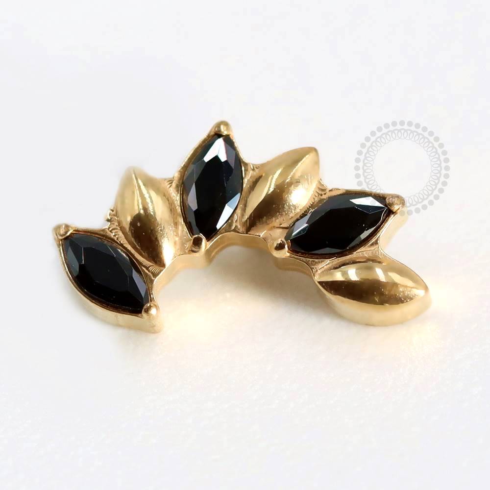 TN767 Cluster Top Zirconia Topette Black Titanium Pvd Gold