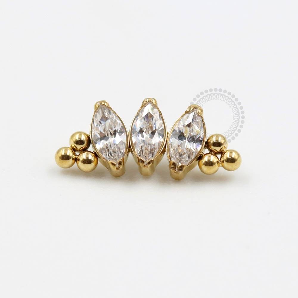 TN319 Top Cluster 3 Shuttles Titanium PVD Gold