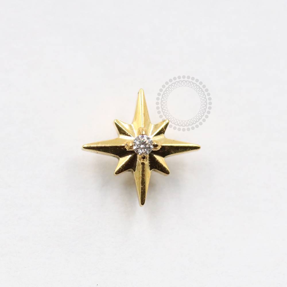 TN857 Topo Estrela Com Ponto De Luz Titânio Pvd Gold