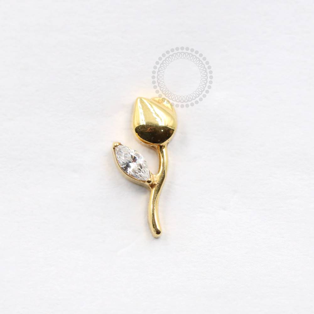 TN902 Pink Petal Crystal Top Titanium Pvd Gold