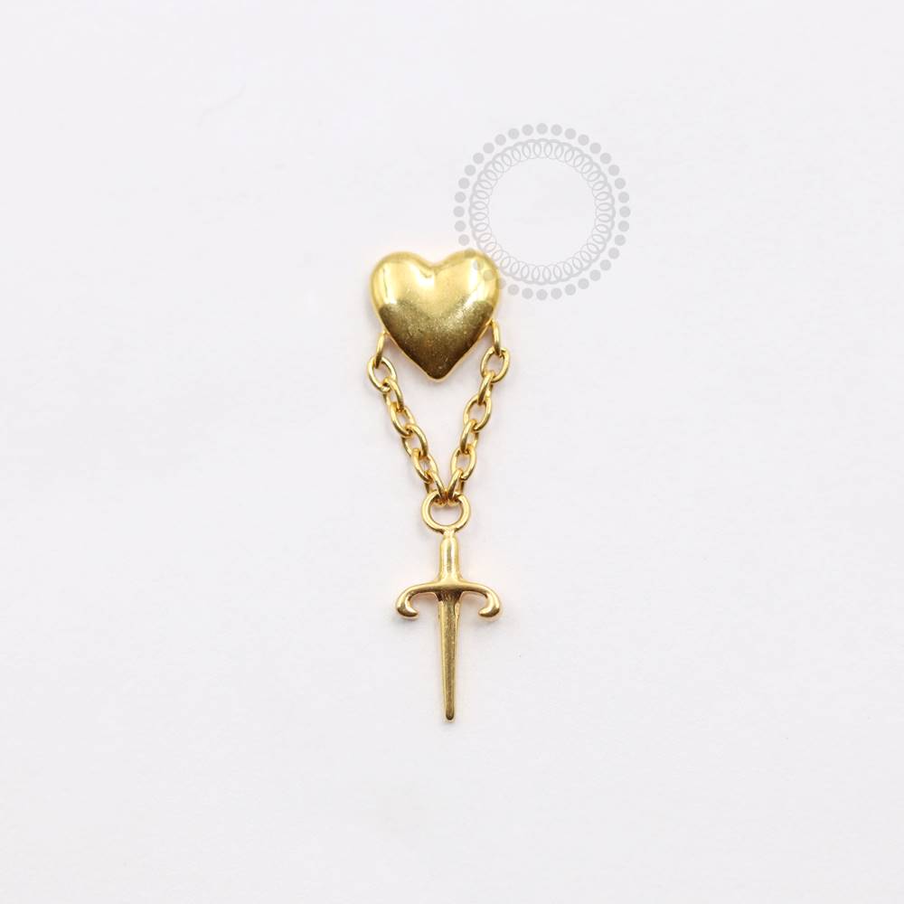 TN931 Heart Sword Top Titanium Pvd Gold