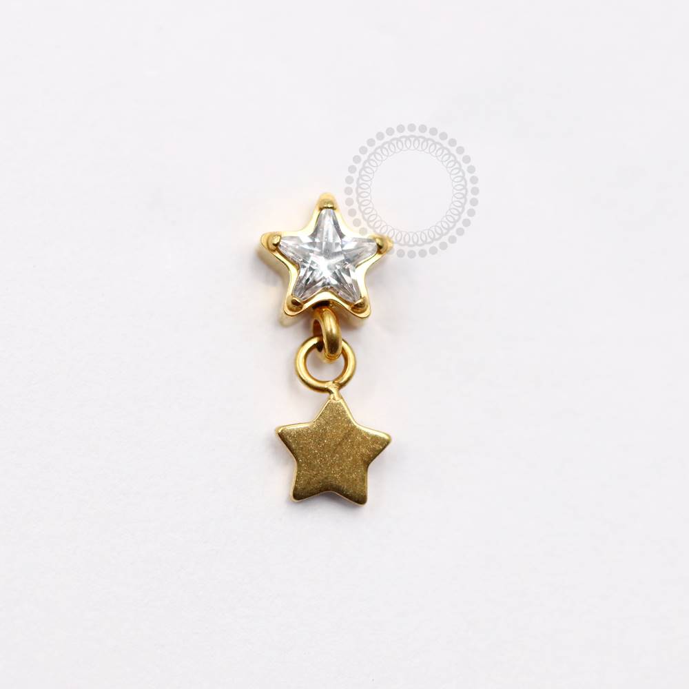 TN935 Crystal Star Topper Smooth Star Prop Titanium Pvd Gold