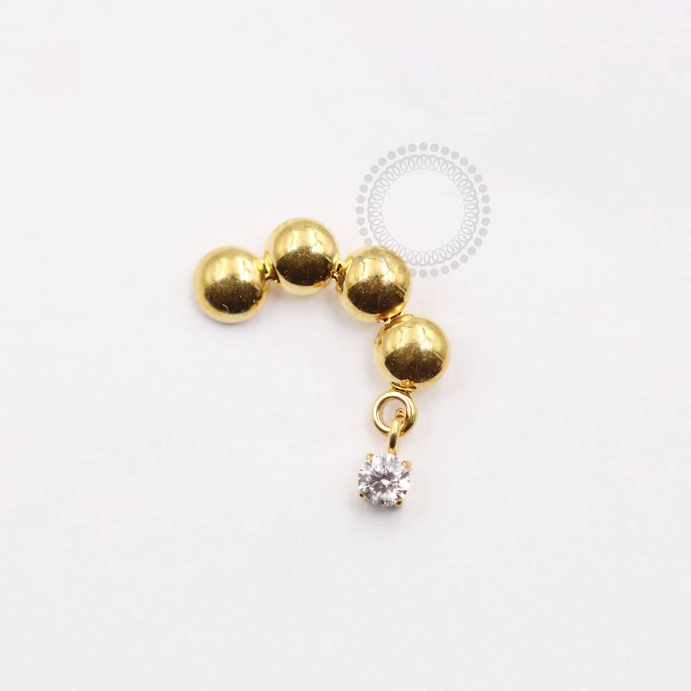 TN934 Smooth Ball Top With Light Point Titanium PVD Gold