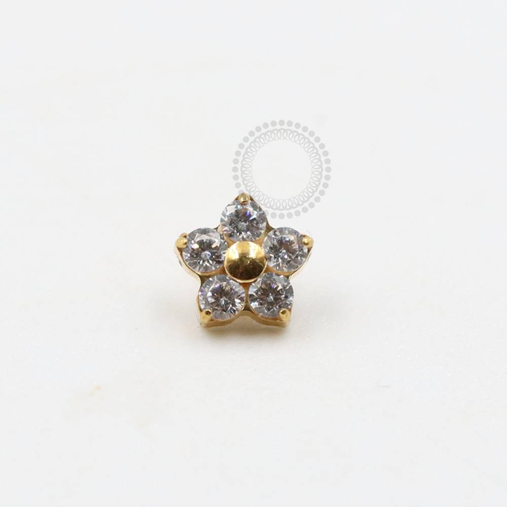 TN960 Delicate Flower Top Zirconia Titanium Pvd Gold