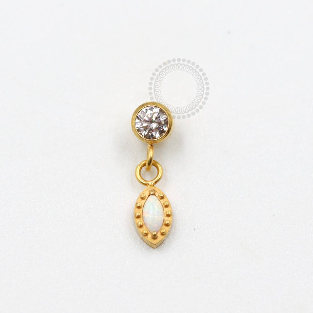 TN968 Top Light Point With Pendant Navete Opal Titanium Pvd Gold
