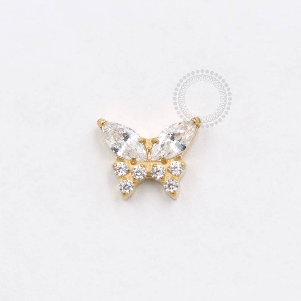 TN891 Butterfly Top Studded Titanium Pvd Gold