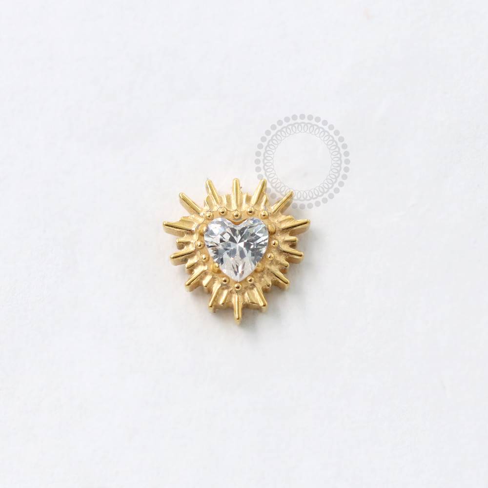 TN895 Top Heart Crystal Rays Titanium Pvd Gold