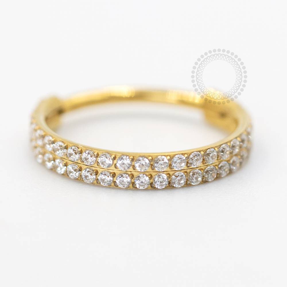 TN27 Studded Segment Double Brilliant Pvd Gold Titanium