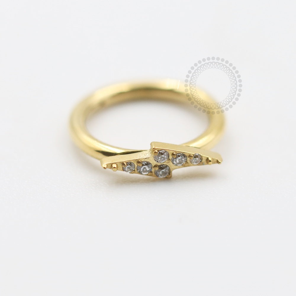 TN603 Segment Spoke CZ Titanium Pvd Gold