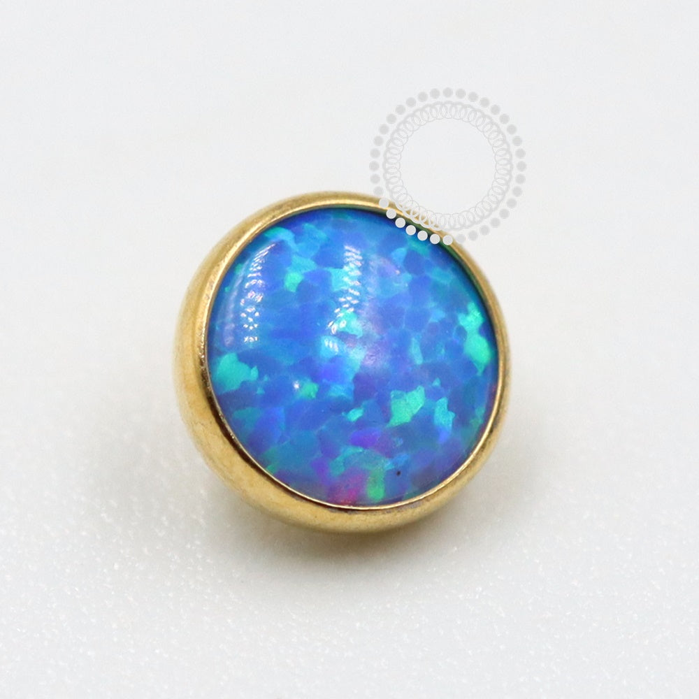 TN1074 Blue Opal Stone Topper Titanium Pvd Gold