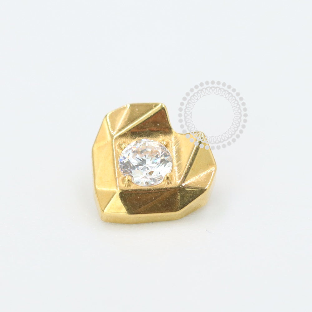 TN1045 Geometric Heart Top Titanium Pvd Gold
