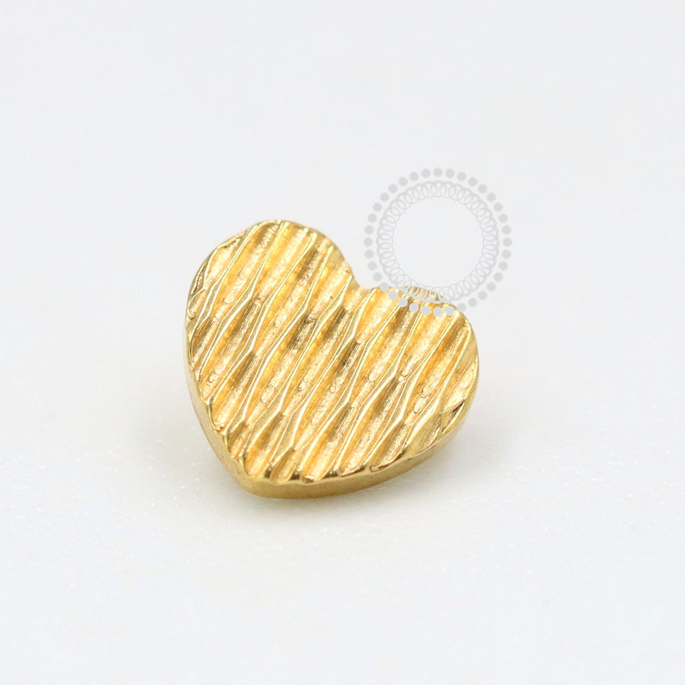 TN1049 Textured Heart Top Titanium Pvd Gold