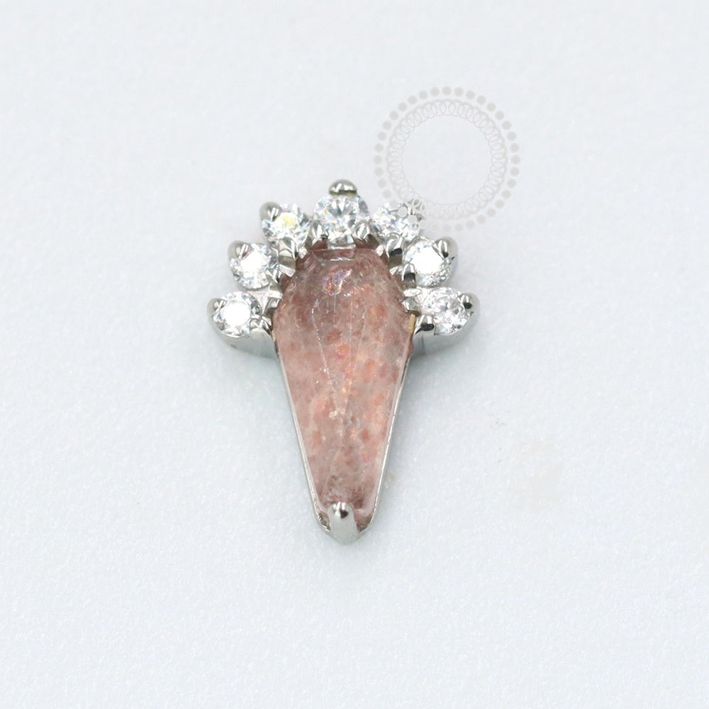 TN1054 Strawberry Quartz Stone Topper With Titanium Zirconia