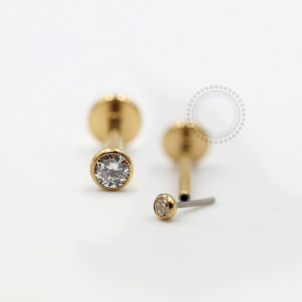 TN75 Labret Push Pin Point Light Titanium Pvd Gold