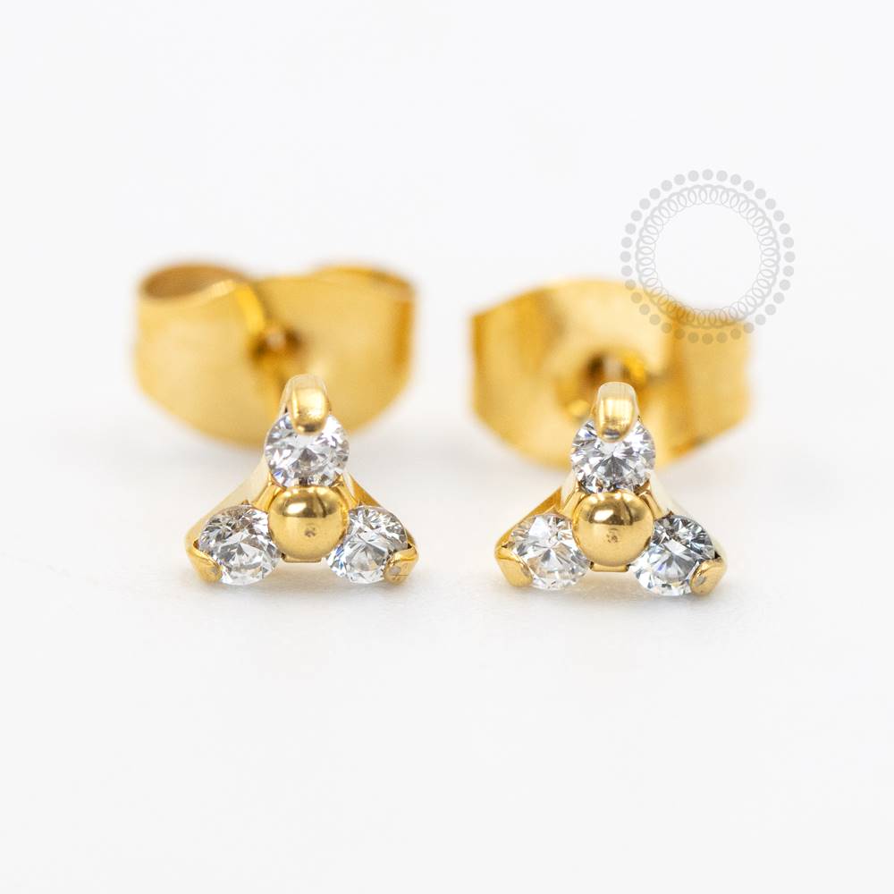TN749 Trinity Earring Zirconia Titanium Pvd Gold