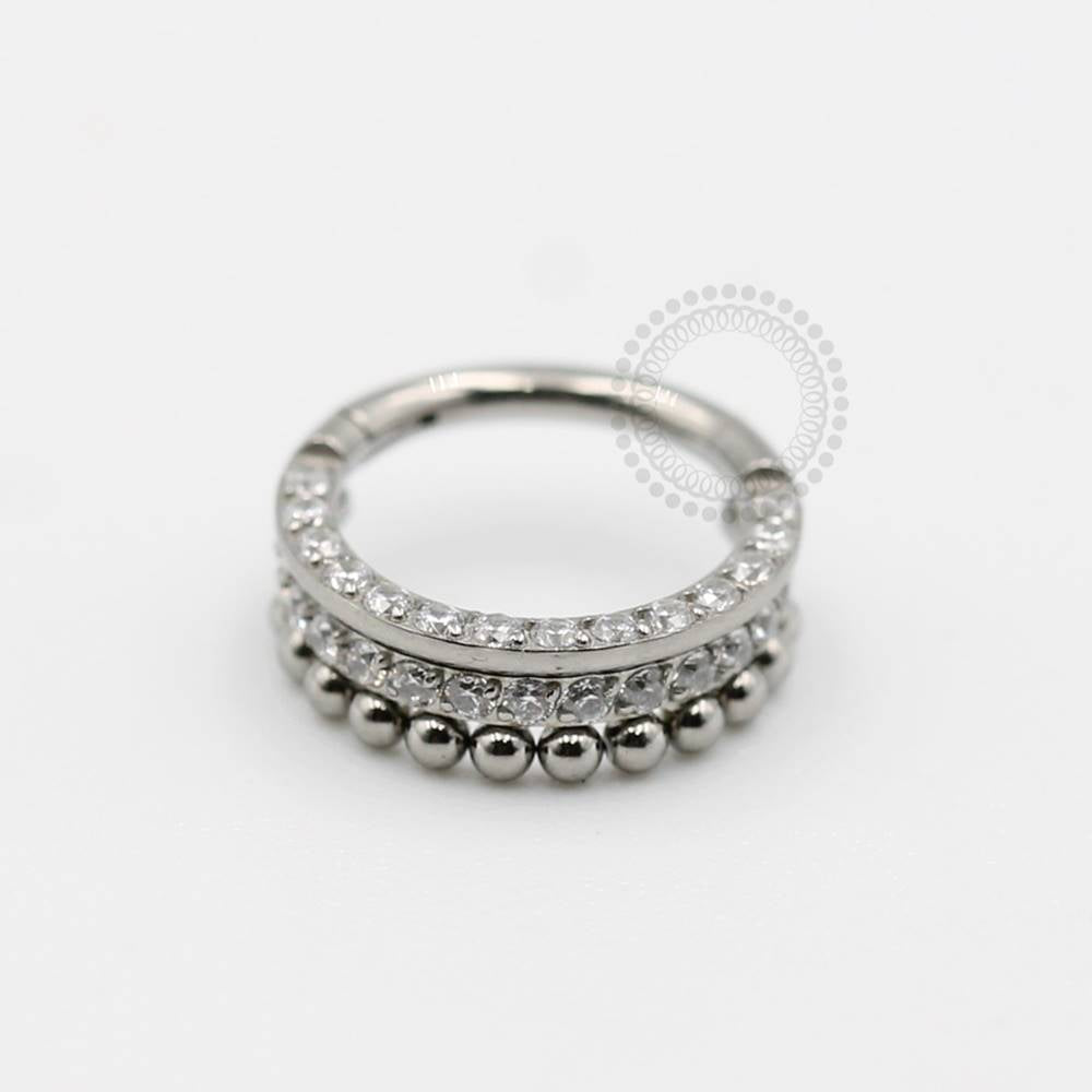 TN154 Front and Side Crystal Studded Segment with Titanium Spheres