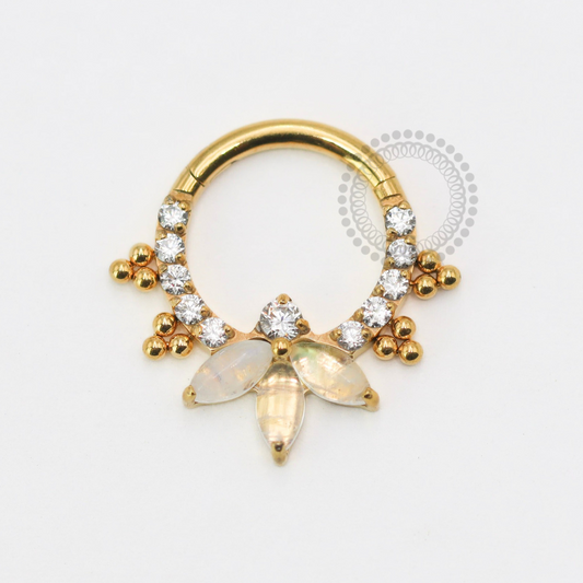 TN1789 Segmento Pétalas Moon CZ Mini Esferas Titânio PVD Gold