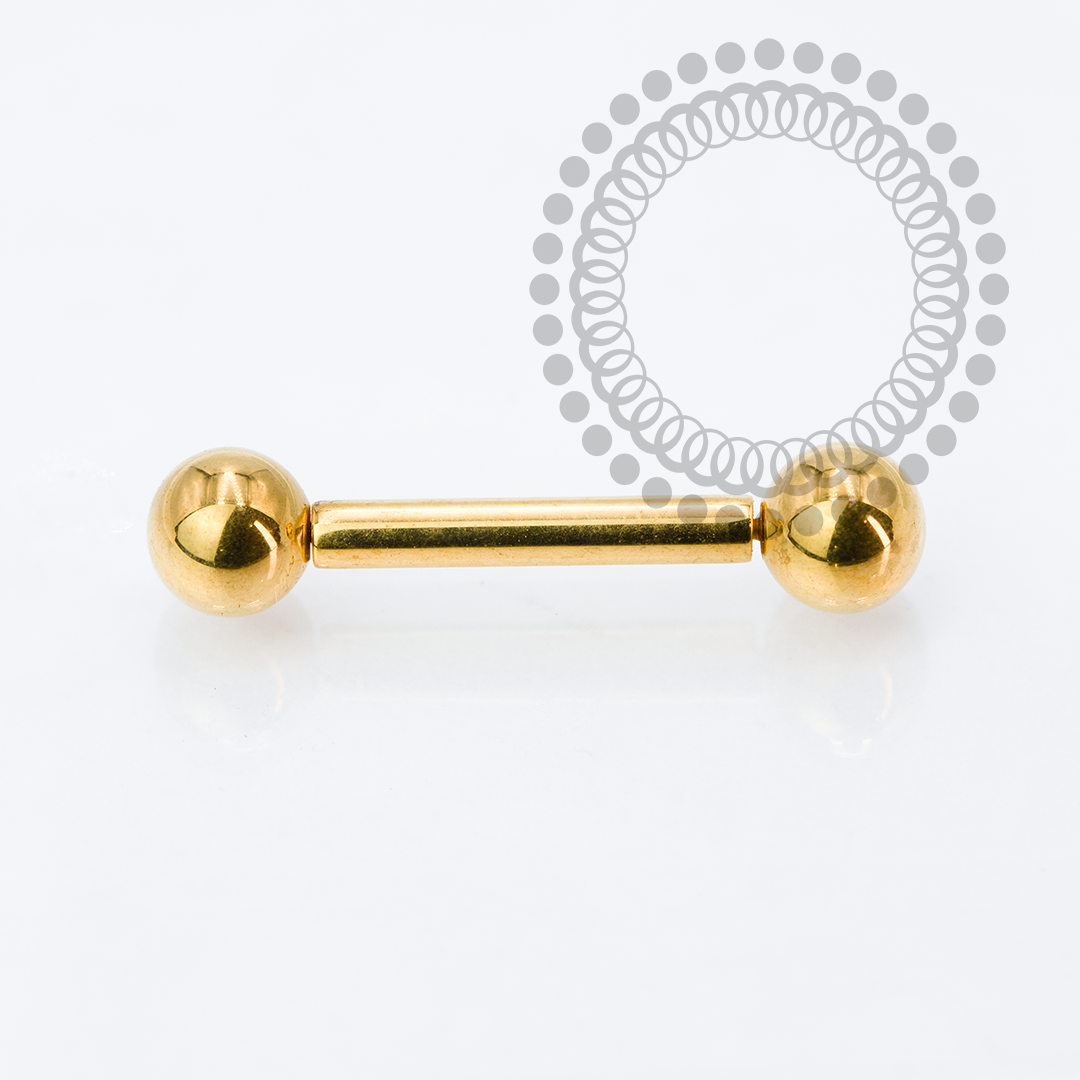 TN2141 Barbell Reto 1.6mm Push Pin Titânio PVD Gold