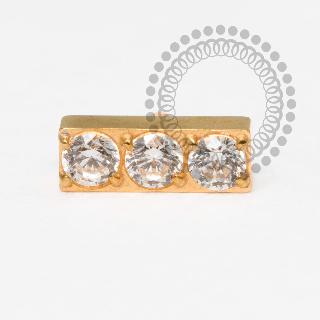 TN2104 Topo Barra 3 CZ Titânio PVD GOLD